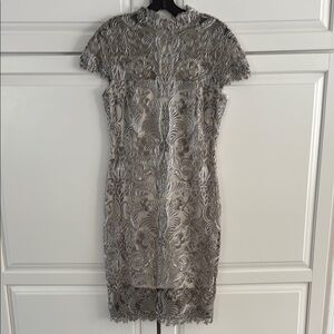 Tadashi shoji size 10 petite silver lace dress